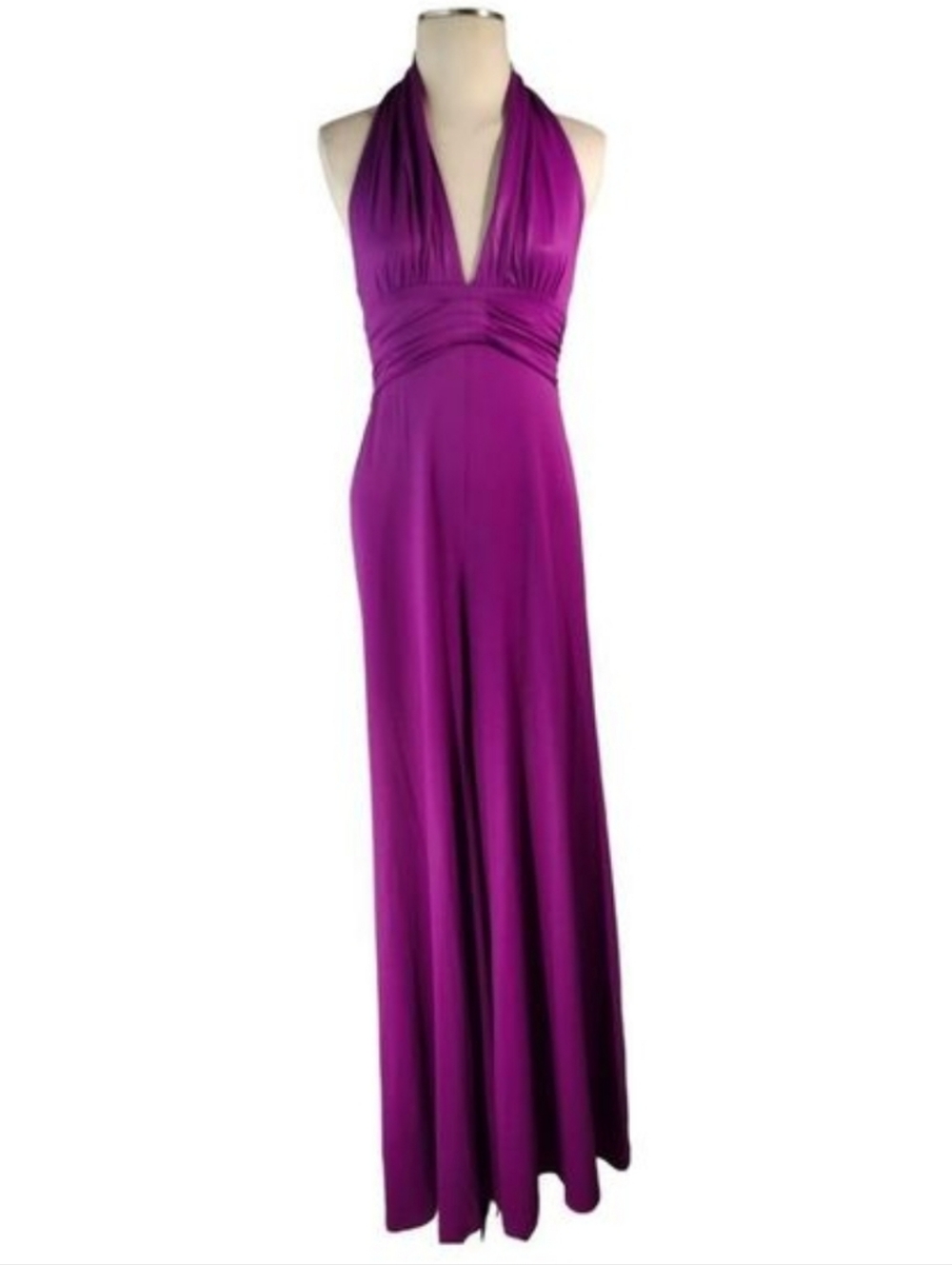 Bebe Women's Magenta Wide Leg Halter Jumpsuit Sz Small